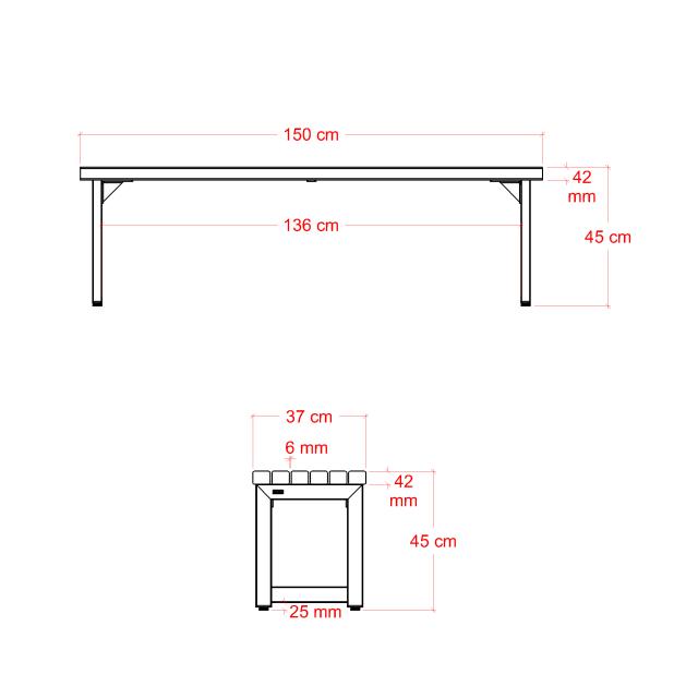 Trend Living plankebænk - 150 cm