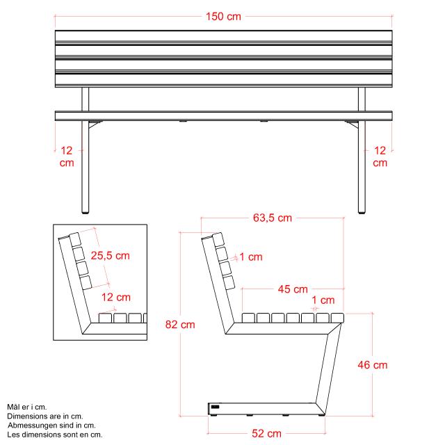 Relax bænk – 150 cm – ThermoWood® – 19670-4 DETAIL90062