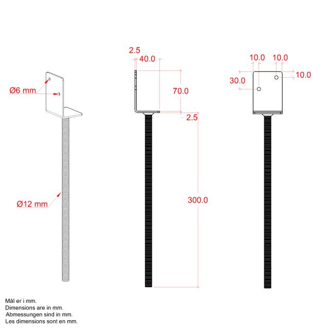 Fod til trappevanger - 2 stk