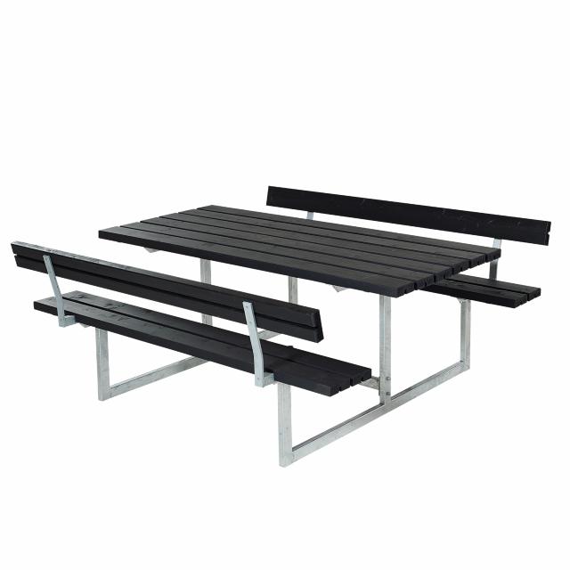 Basic bord/benkesett m/2 ryggstøtter - 177 cm - sort