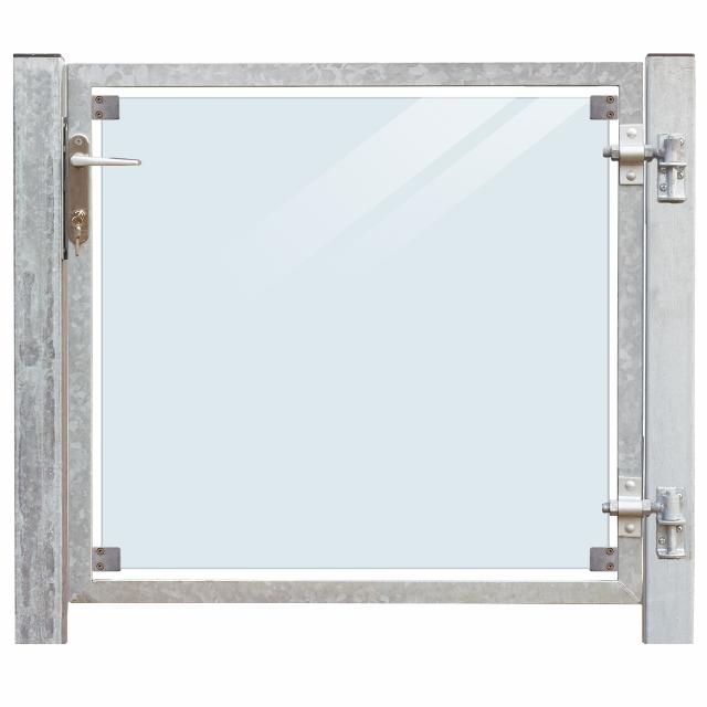 Glaslåge Klar - 99×91 cm + 16 cm stolper - højrehængt og til nedstøbning 
