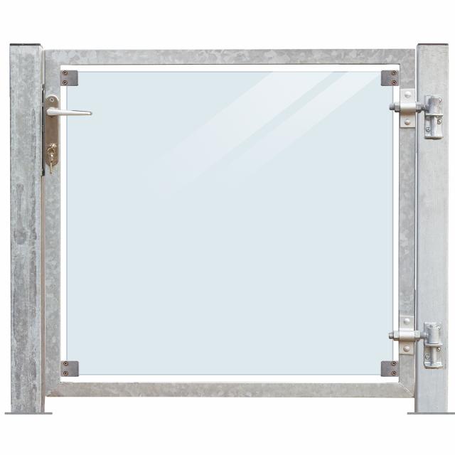 Glaslåge Klar - 99×91 cm + 16 cm stolper - højrehængt og til fundament 
