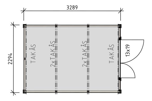 Modul redskabsrum m/skråt tag - 7,5 m² - ubehandlet