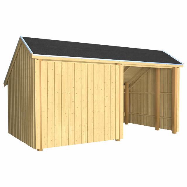 Multi Shelter - 2 Module m/Shelter & Vorraum m. Dachpappe/Aluleisten