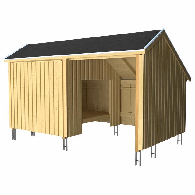 Multi Shelter - 2 moduler m/shelter og opholdsrum - inkl. tagpap/alulister/H-stolpefødder