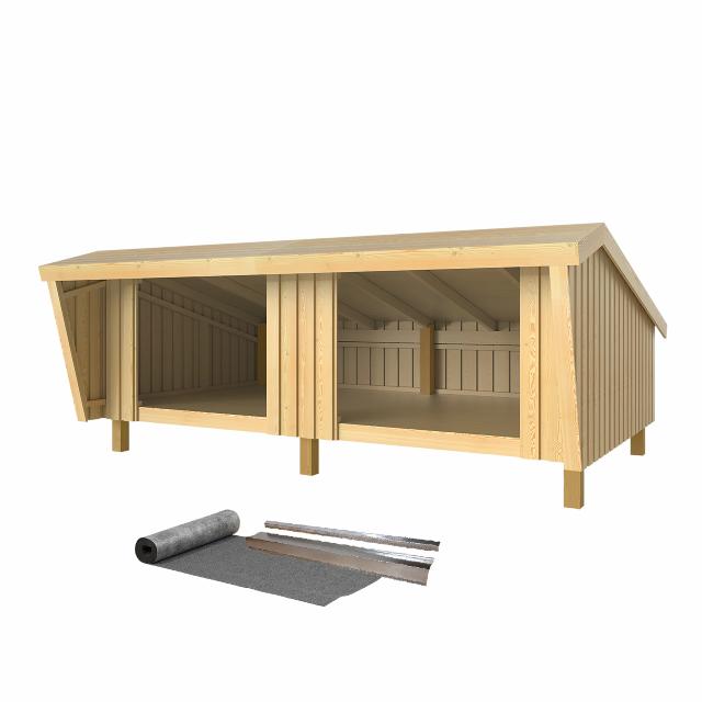 Shelter inkl. Dachpappe/Aluleisten - unbehandeltes Holz