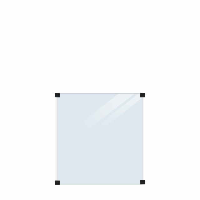 Glaszaun, klares Glas 90×91 cm für Montage an runden Stahlpfosten
