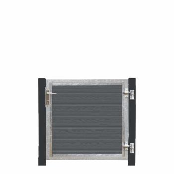 Artura WPC Einzeltor 115×95 cm rechts grauschwarze Pfosten