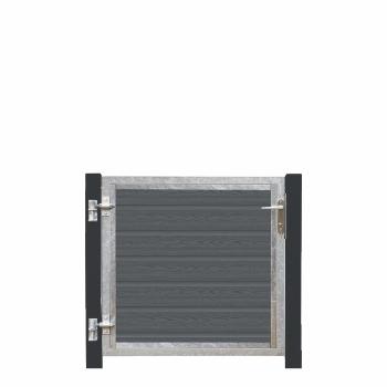 Artura WPC Einzeltor 115×95 cm links grauschwarze Pfosten