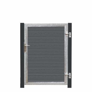 Artura WPC Einzeltor 115×135 cm rechts grauschwarze Pfosten