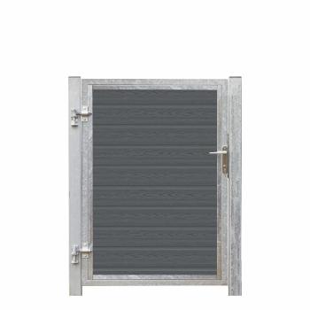 Artura WPC Einzeltor 115×135 cm links grauschwarze Pfosten
