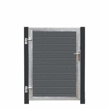 Artura WPC Einzeltor 115×135 cm links grauschwarze Pfosten