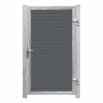 Artura WPC Einzeltor 115×175 cm rechts grauschwarze Pfosten
