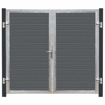 Artura Doppeltor 213x175 cm grauschwarze Pfosten