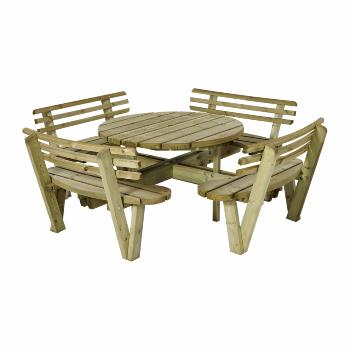 Runt bord/bänkset m/ryggstöd - Ø237 cm - tryckimpregnerat