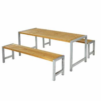 Plankengarnitur - 186 cm - 1 Tisch und 2 Bänke - Lärche