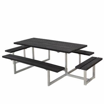 Basic bord/benkesett m/2 påbygninger - 260 cm - RePlast - Sort