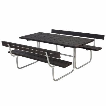 Classic bord/bänkset m/2 ryggstöd - 177 cm - RePlast - svart