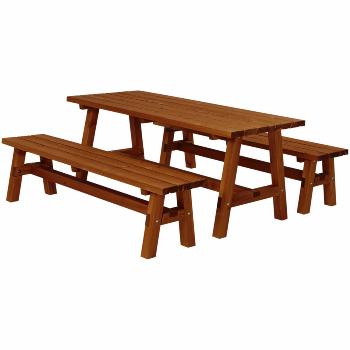 Country plankesæt - 177 cm - bord og 2 bænke - grundmalet teak