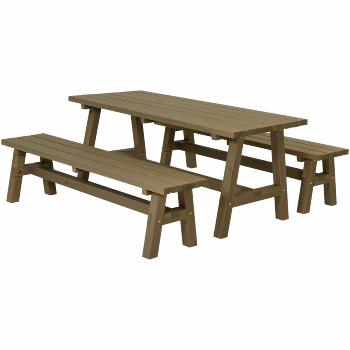 Country plankesæt - 177 cm - bord og 2 bænke - gråbrun