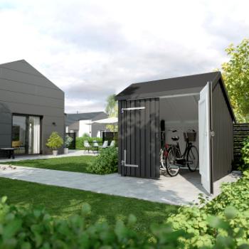 Cykelskur 5,7 m² - 1 modul m/dobbeltdør