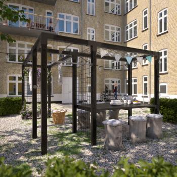Daylife pergola m/bord, tørrestativ, fitnessmodul og espalier - model 4