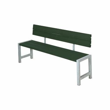 Plankebenk m/ryggstøtte - 176 cm - grønn