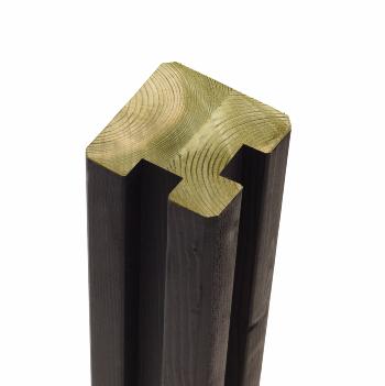 Omlimmad profilstolpe hörn m/2 spår - 9x9x268 cm - Svart