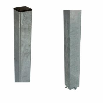 Stålstolpe 4,5×4,5×186 cm - til nedstøbning - inkl. stolpeafdækning