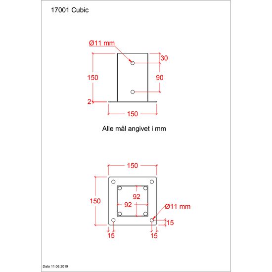 Cubic Stolpefod - 9×9 cm stolper - til fundament - Sort