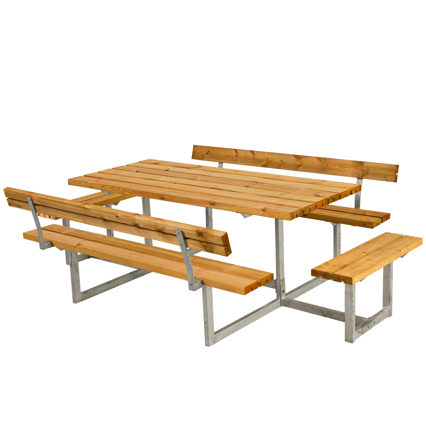 Basic Bord/Bænkesæt m/2 ryglæn og 2 påbygninger - 260 cm - Lærk