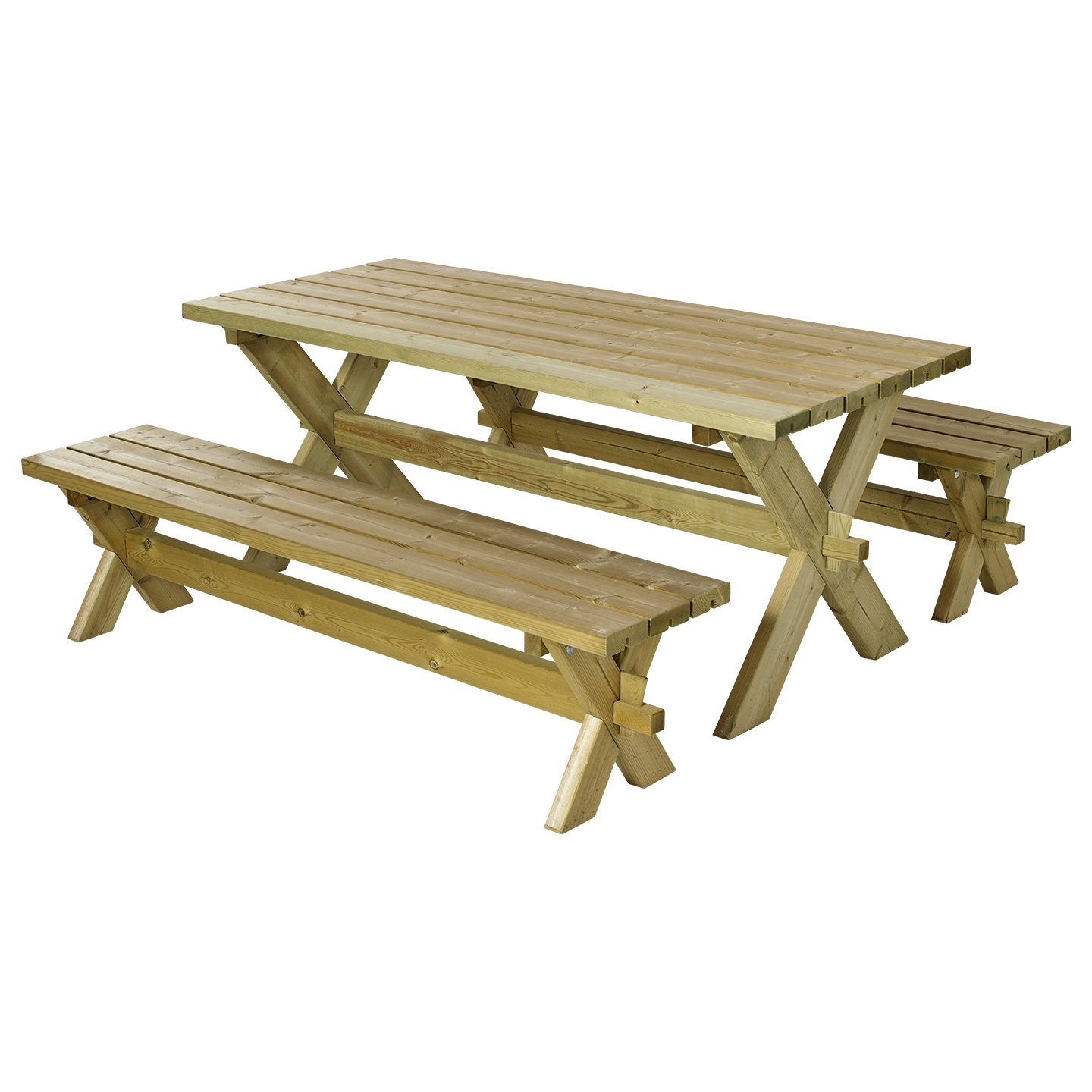 Nostalgi Plankesæt - 177 cm - Bord og 2 Bænke - Trykimprægneret