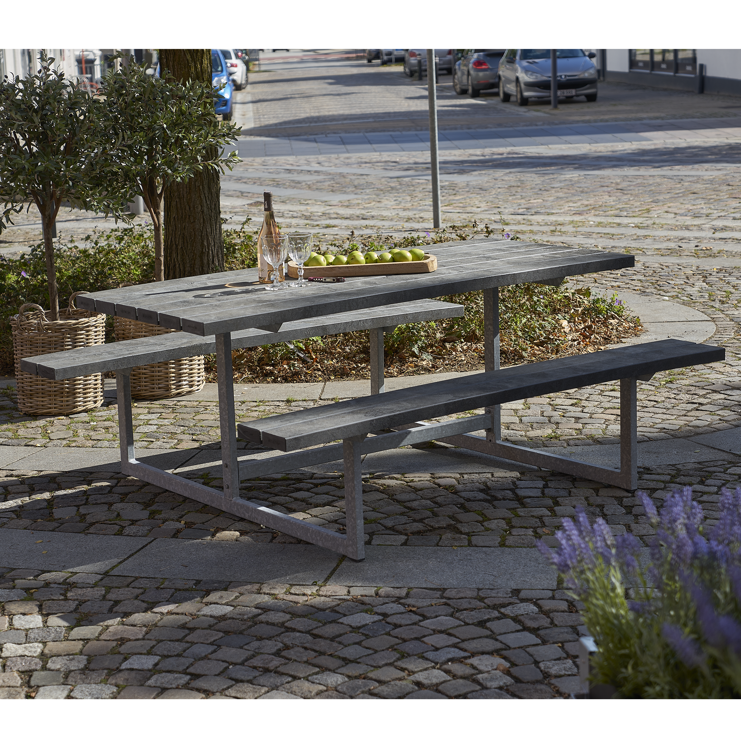 Basic Bord/Bænkesæt - 177 cm - ReTex - Sort