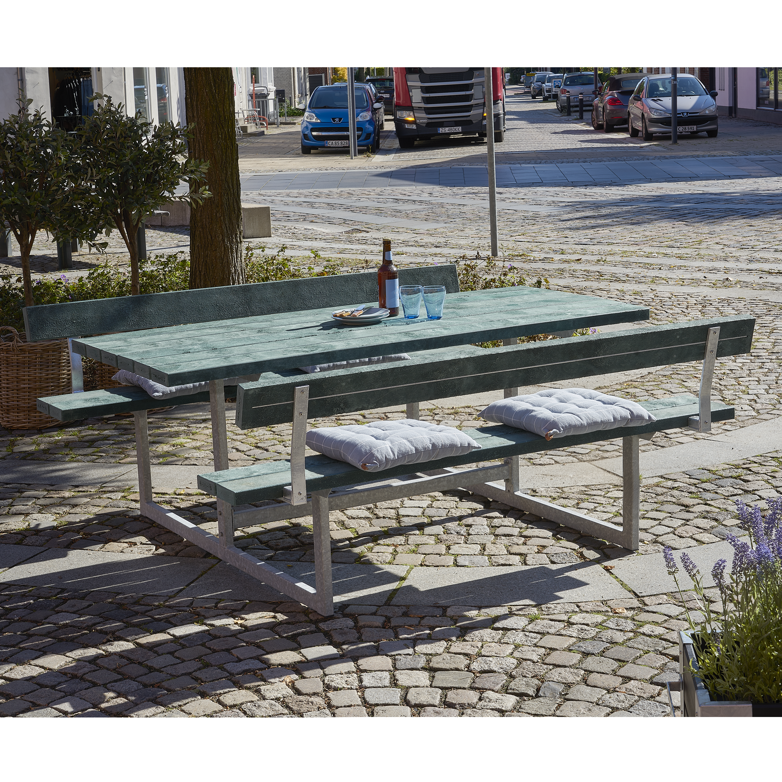 Basic Bord/Bænkesæt m/2 ryglæn - 177 cm - ReTex - Grøn