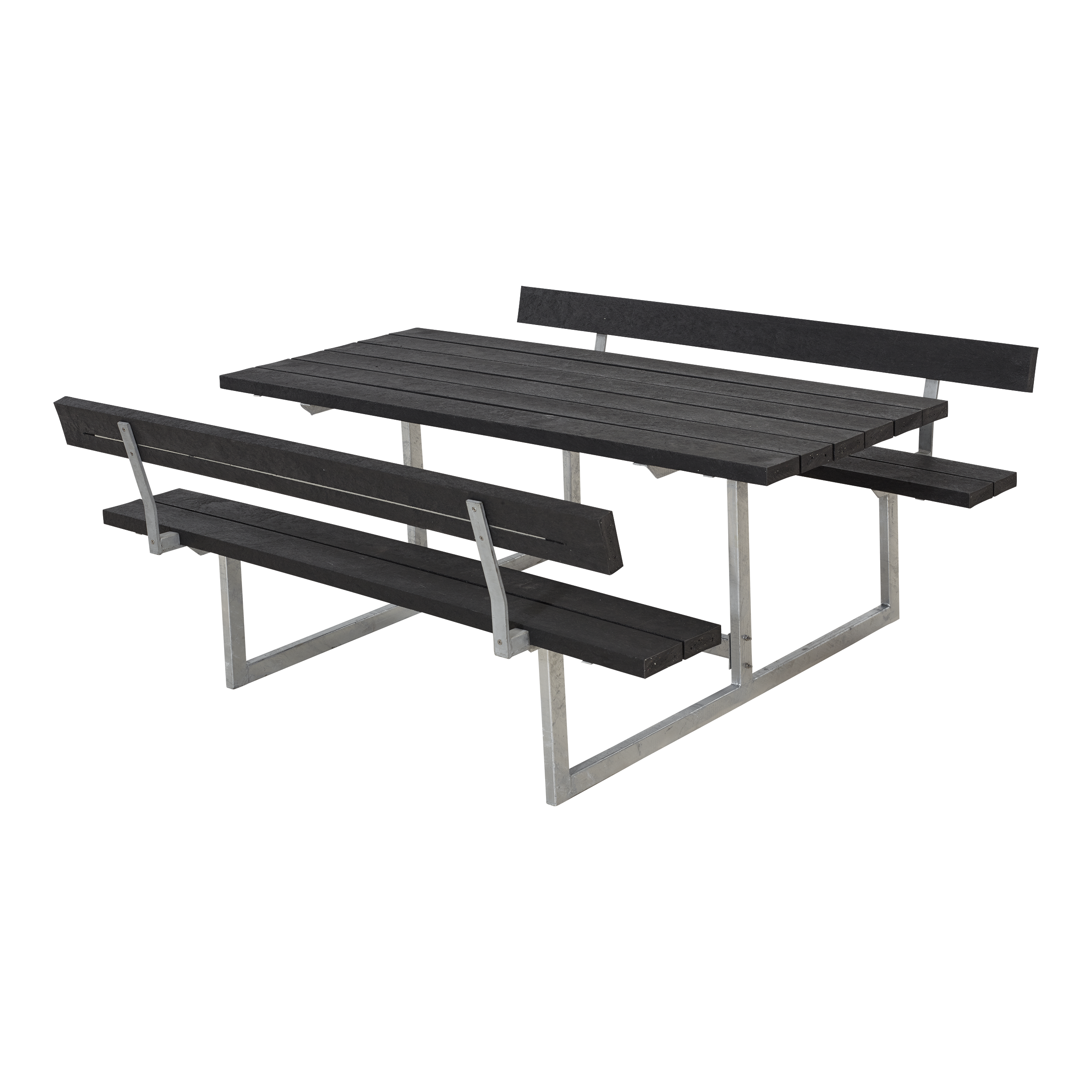 Basic Bord/Bænkesæt m/2 ryglæn - 177 cm - ReTex - Sort