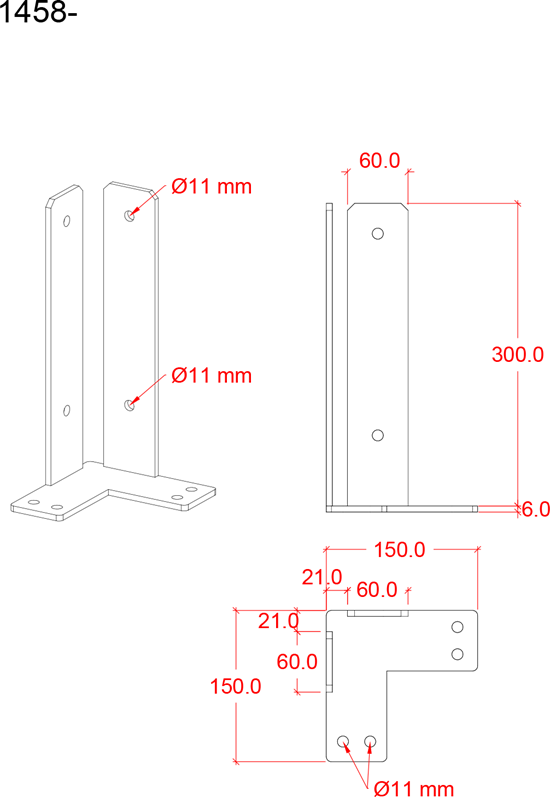Hjørne Stolpefod til fundament - 9×9×30 cm 