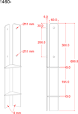 Hjørne Stolpefod til nedstøbning - 9×9×60 cm 