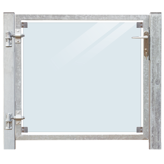 Glaslåge Klar - 99x91 cm + 16 cm stolper - venstrehængt og til nedstøbning 