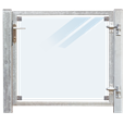Glaslåge Frosted - 99x91 cm + 16 cm stolper - højrehængt og til nedstøbning
