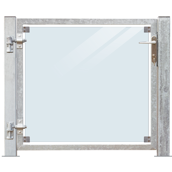 Glaslåge - Klar - 99x91 cm + 16 cm stolper - venstrehængt og til fundament