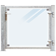 Glaslåge Frosted - 99x91 cm + 16 cm stolper - højrehængt og til fundament