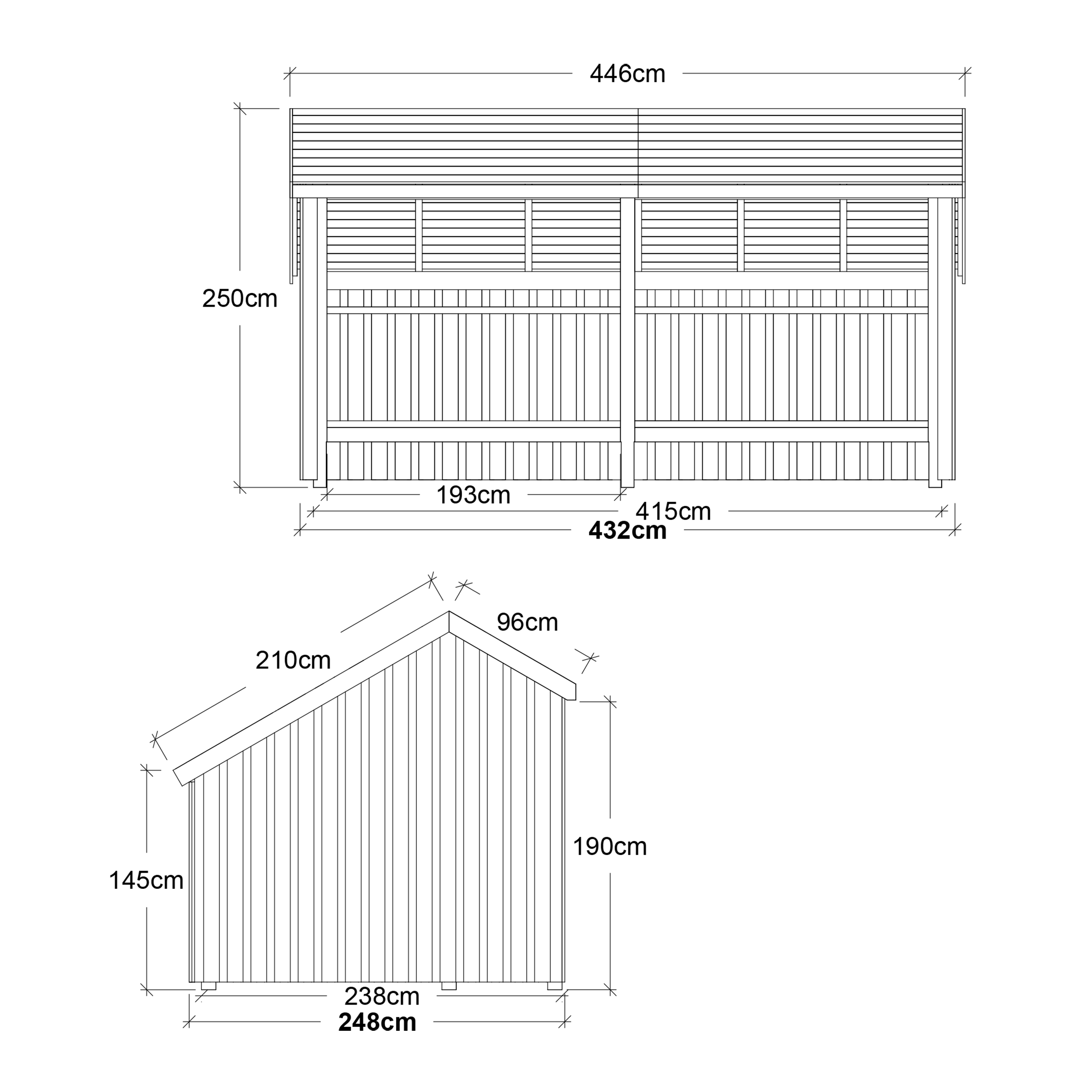 Multi Havehus 10,5 m² - 2 moduler åben - inkl. tagpap/alulister/H-stolpefødder