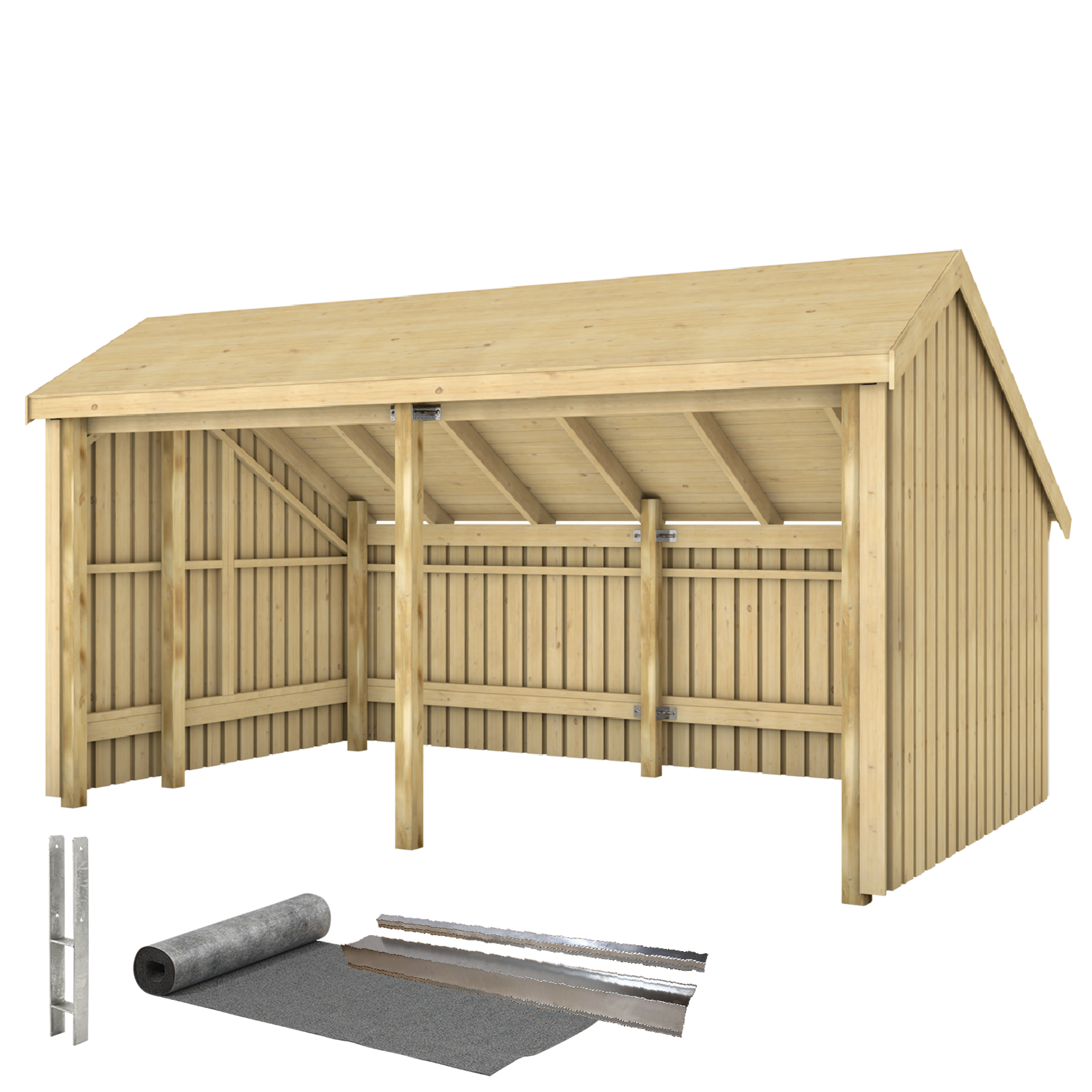 Multi Havehus 10,5 m² - 2 moduler åben - inkl. tagpap/alulister/H-stolpefødder