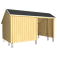 Multi Shelter - 2 moduler m/shelter og opholdsrum - inkl. tagpap/alulister/H-stolpefødder