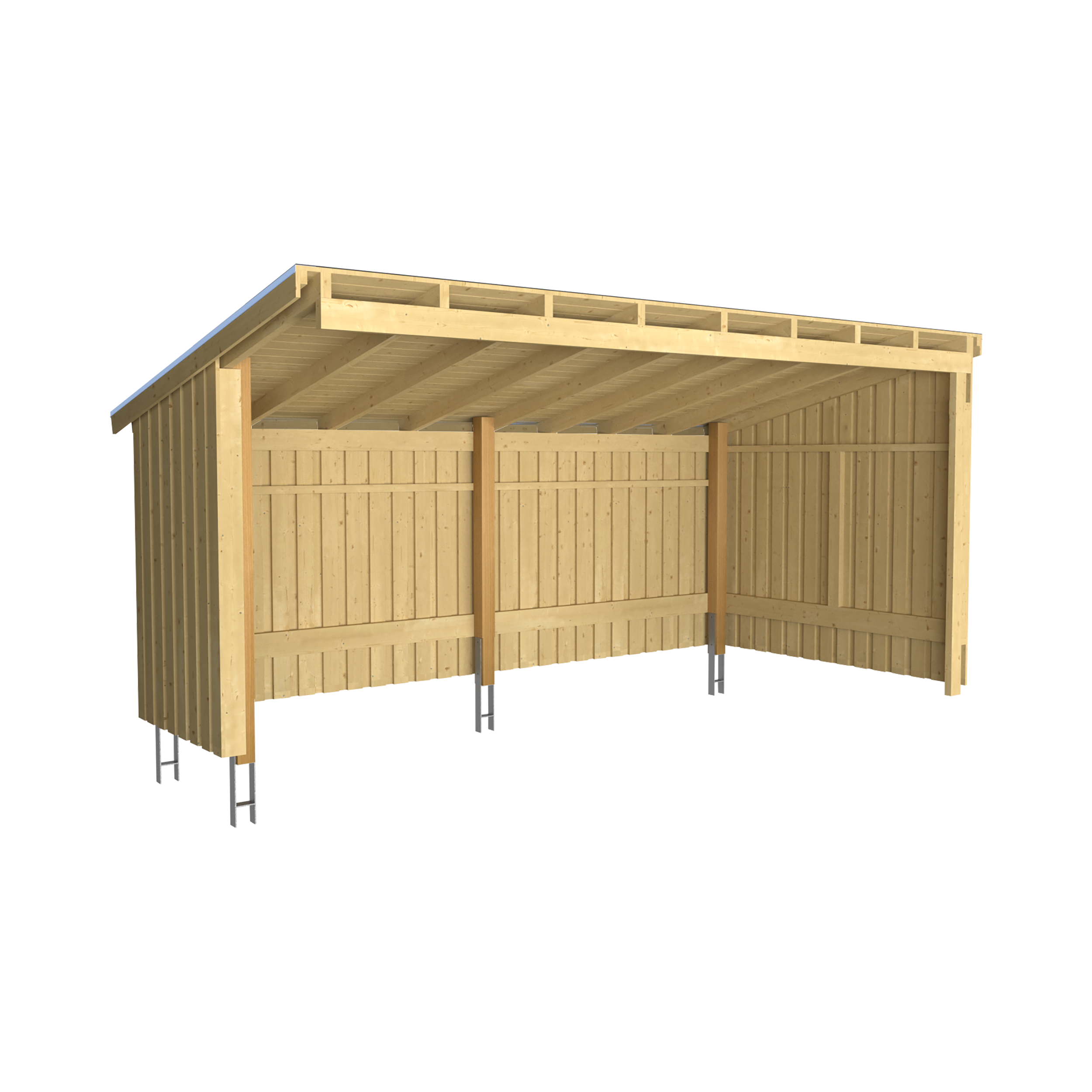 Nordic Multi Havehus Vægmodel 9,5 m² - halvlukket - inkl. tagpap/alulister/H-stolpefødder
