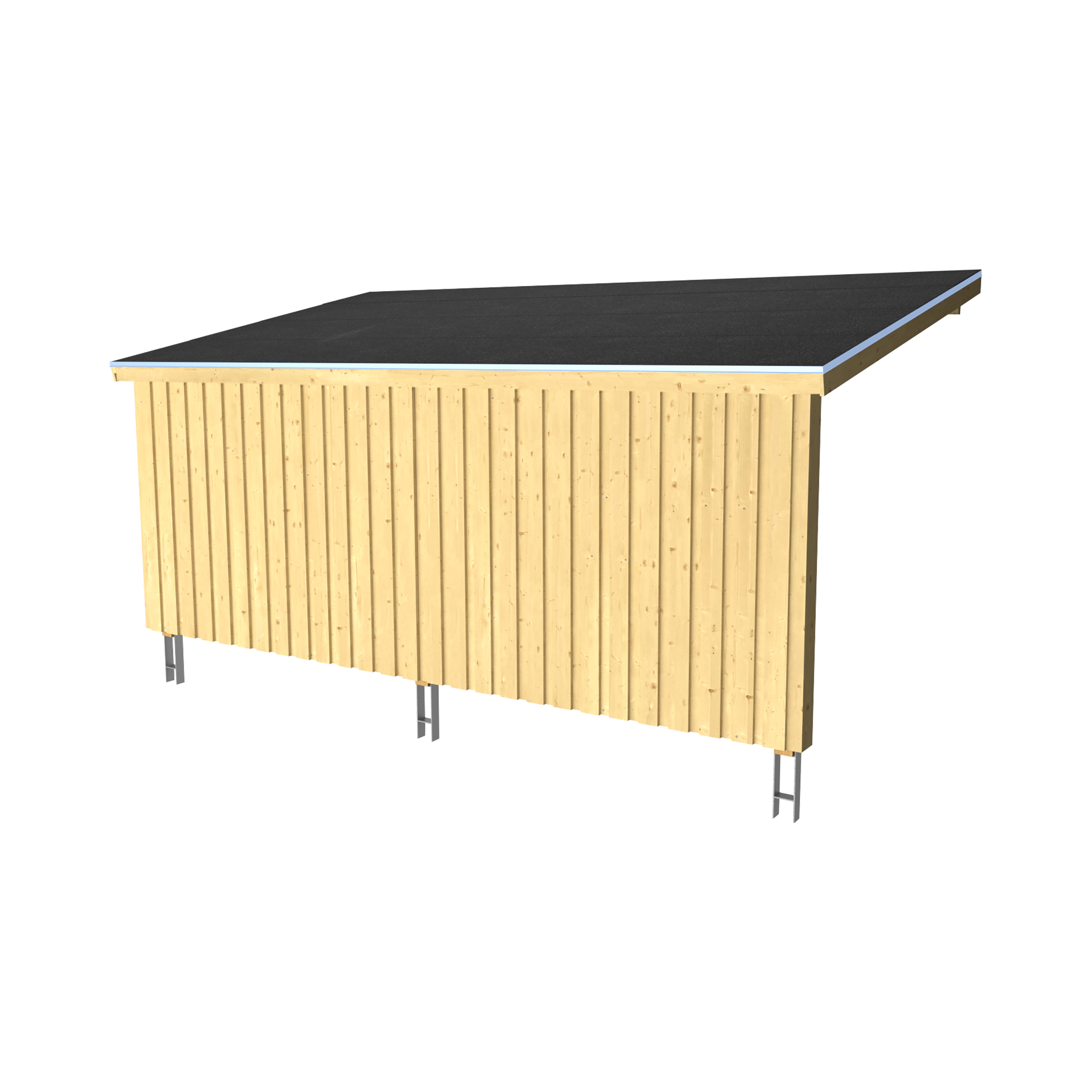 Nordic Multi Havehus Vægmodel 9,5 m² - åben - inkl. tagpap/alulister/H-stolpefødder