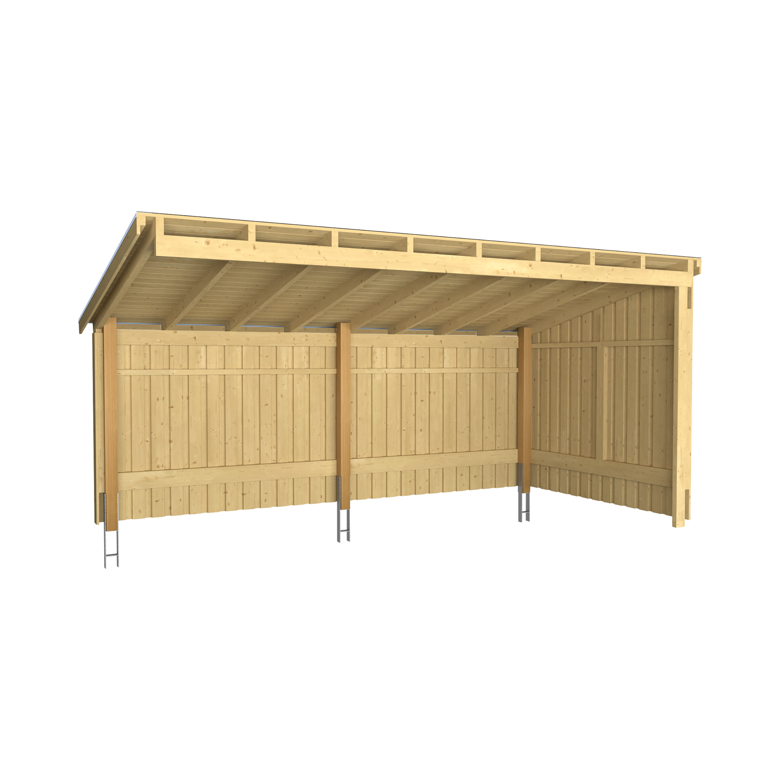 Nordic Multi Havehus Vægmodel 9,5 m² - åben - inkl. tagpap/alulister/H-stolpefødder