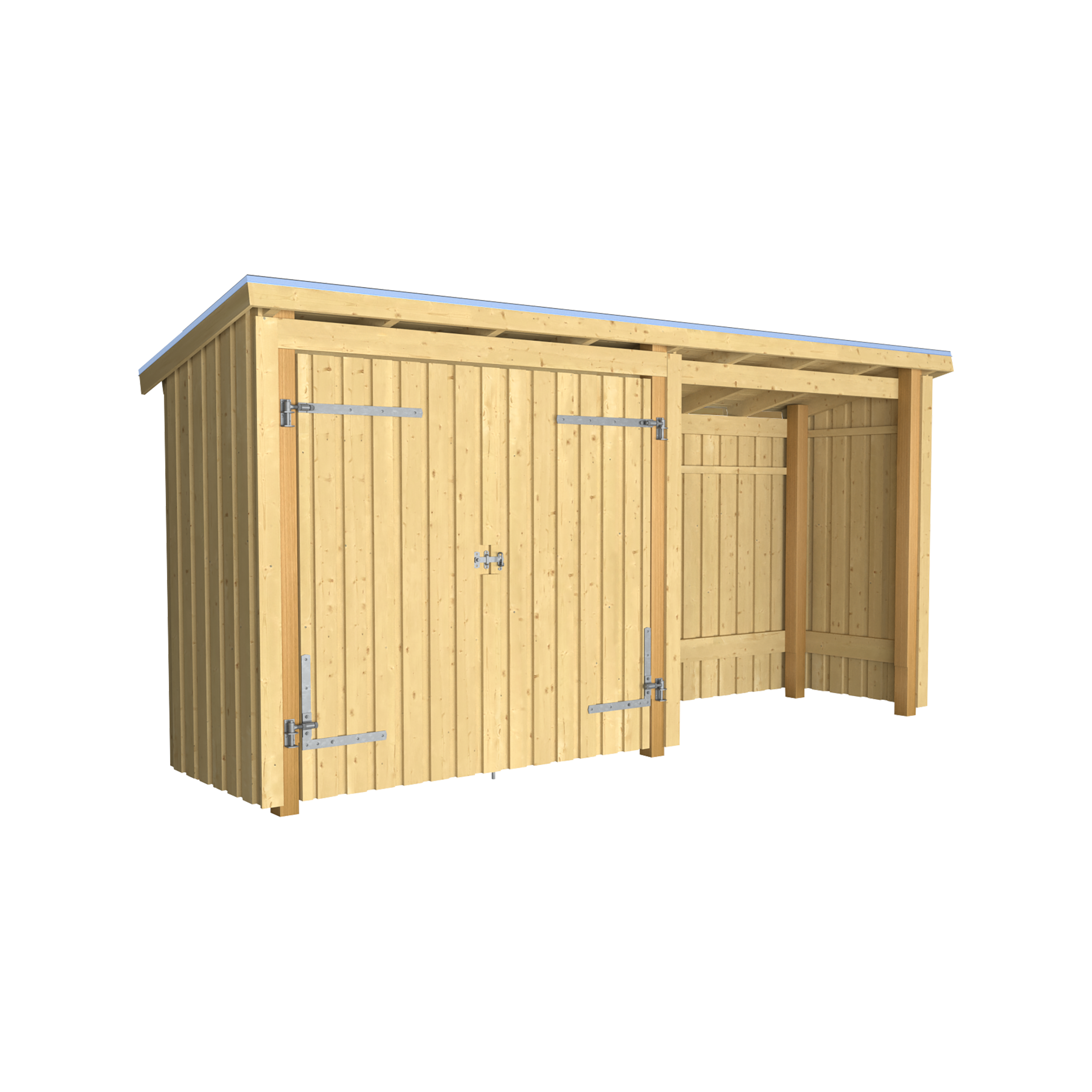 Nordic Multi Havehus 4,7 m² - 2 moduler m/dobbeltdør og åben front - inkl. tagpap/alulister