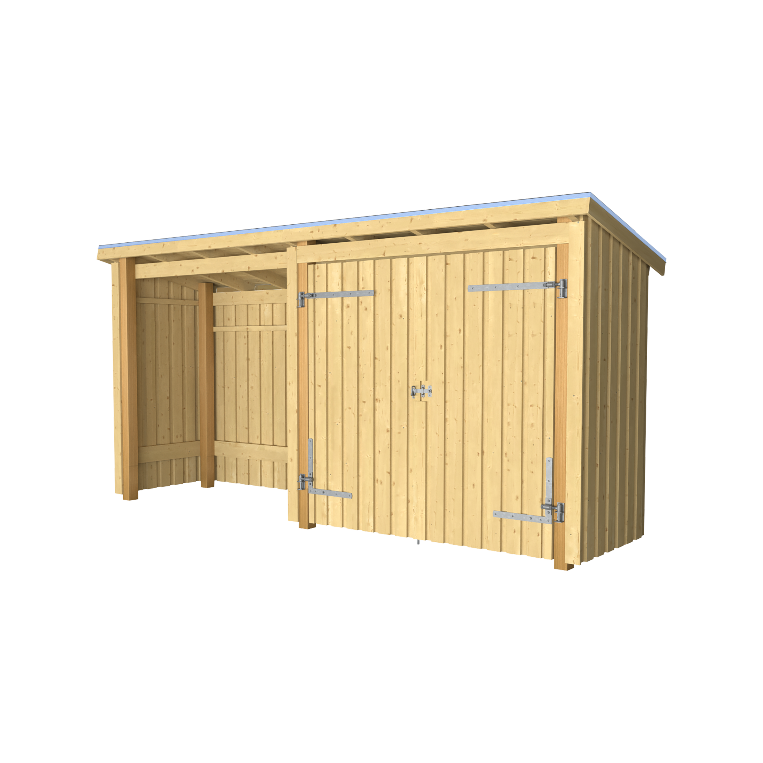 Nordic Multi Havehus 4,7 m² - 2 moduler m/dobbeltdør og åben front - inkl. tagpap/alulister
