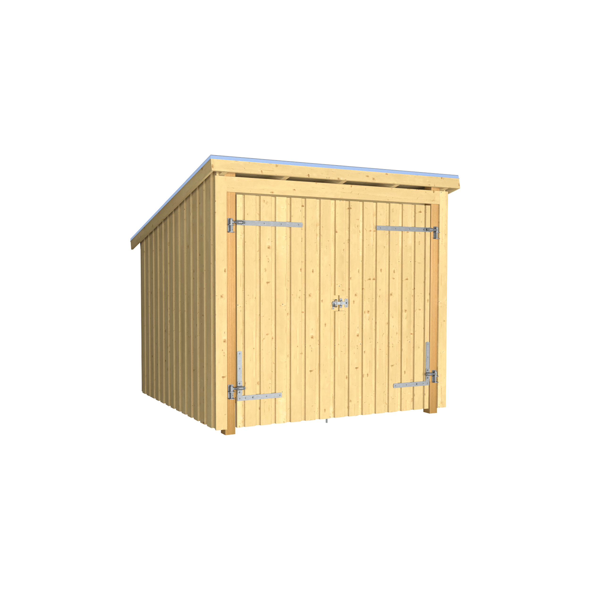Nordic Cykelskur 5 m² - 1 modul m/dobbeltdør - inkl. tagpap/alulister